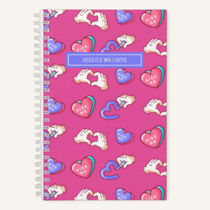 Cute Heart Sign Doodle Pattern Teen Love Pink Notebook