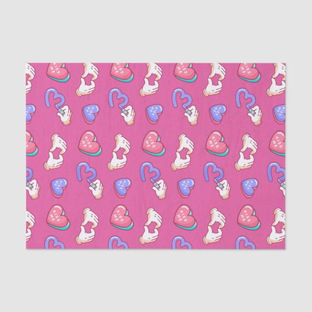 Cute Heart Sign Kiss Me Pattern Valentine's Day Tissue Paper (Front)
