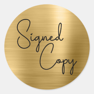 Cute Heart Signed Copy Gold Classic Round Sticker