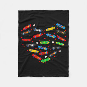Cute heart skateboard happy valentine's day kids fleece blanket