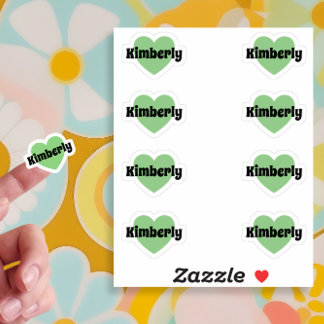 Cute Heart Stickers With Customizable Name Green
