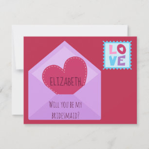 Cute Heart Theme Bridesmaid Proposal Invitation
