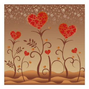 Cute Heart Tree Love Poster
