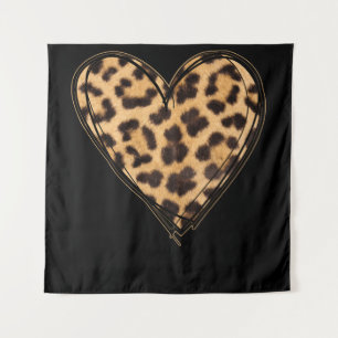 Cute Heart Valentines Leopard Pattern Tapestry