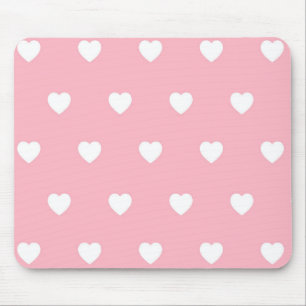 Cute Heart Valentines Love Pink and White Hearts Mouse Pad