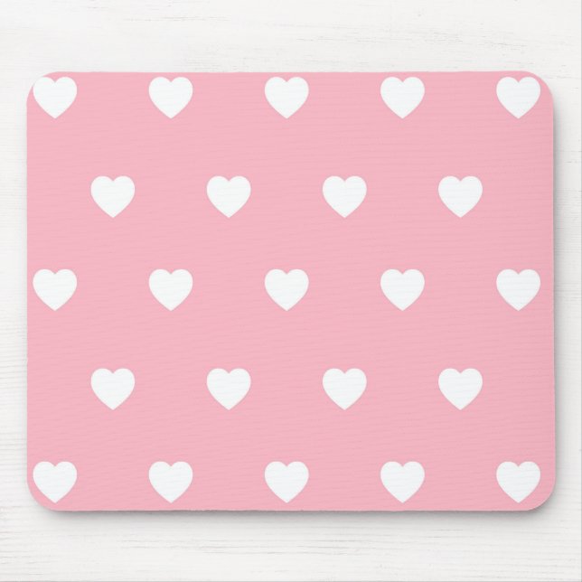 Cute Heart Valentines Love Pink and White Hearts Mouse Pad (Front)