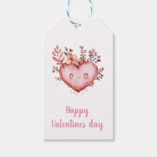 cute heart watercolor with flowers painted gift tags
