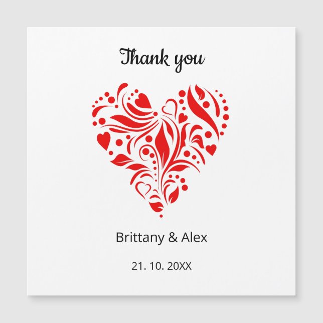 Cute Heart Wedding Thank You Card – Customizable (Front)