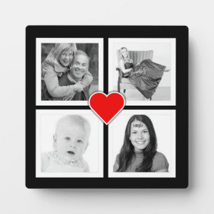 Cute Heart with Four Photos Custom Plaque