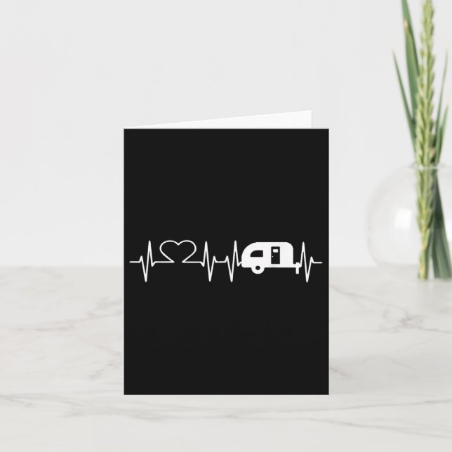 Cute Heartbeat Camper Camping Campfire Lovers Gift Card (Front)