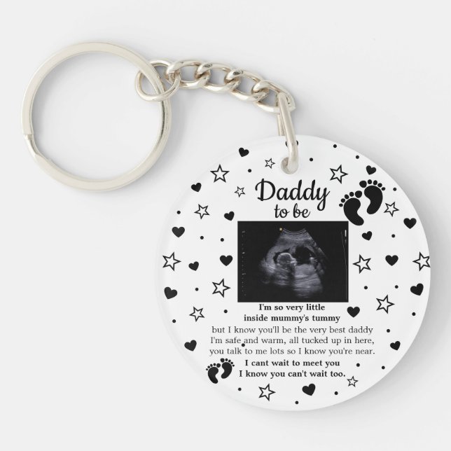 Cute Heartfelt Daddy to be Baby Keepsake Keychain (Front)