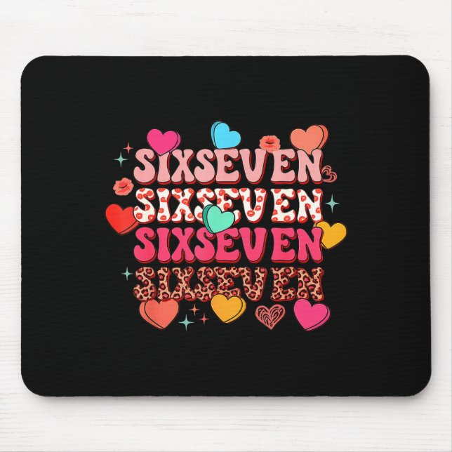 Cute Hearts 67 Meme Six Seven Gen Alpha Slang 6 7  Mouse Pad (Front)