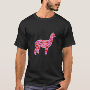 Cute Hearts Alpaca Funny Animals Lover Valentines T-Shirt