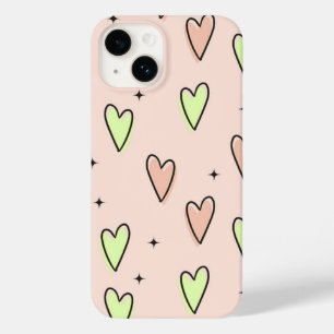 Cute hearts and stars pattern on pink Case-Mate iPhone 14 case