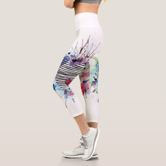 Cute Hearts And Washes In Watercolor Capri Leggings