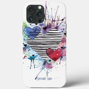 Cute Hearts And Washes In Watercolor   iPhone 13 Pro Max Case