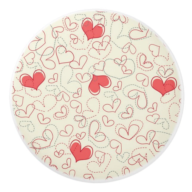 Cute Hearts Background Ceramic Knob (Front)