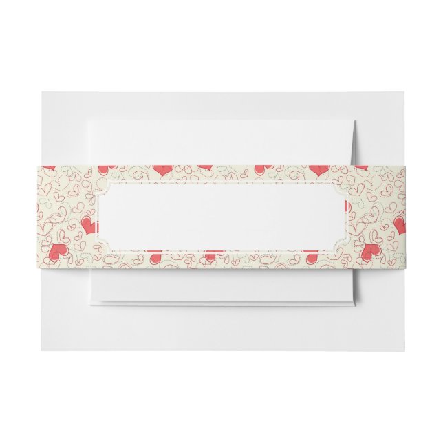 Cute Hearts Background Invitation Belly Band (Front Example)