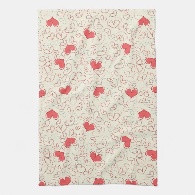 Cute Hearts Background Kitchen Towel (Vertical)