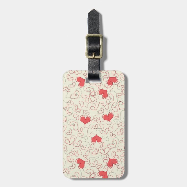 Cute Hearts Background Luggage Tag (Front Vertical)