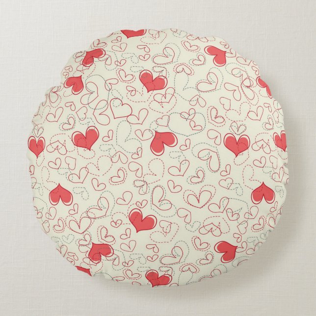 Cute Hearts Background Round Pillow (Front)