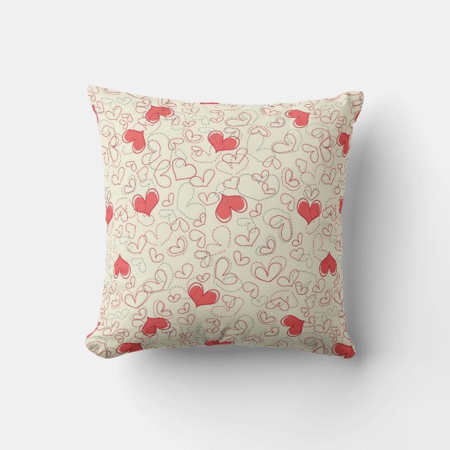 Cute Hearts Background Throw Pillow (Front)