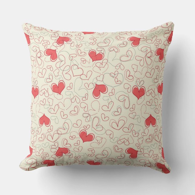 Cute Hearts Background Throw Pillow (Front)