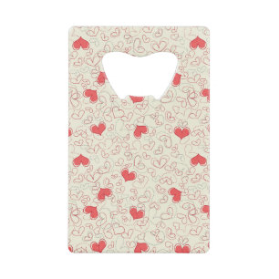 Cute Hearts Background Wallet Bottle Opener
