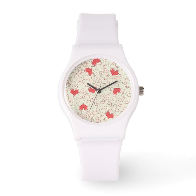 Cute Hearts Background Watch (Front)