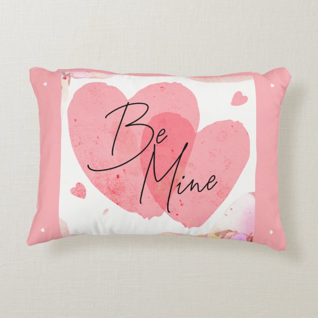 Cute Hearts Be Mine Valentines Day Accent Pillow (Back)
