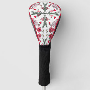 Cute Hearts Bees Roses Romantic Floral Doodles Golf Head Cover