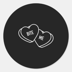 Cute Hearts Bite Me, Funny Anti-valentines Day Classic Round Sticker