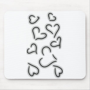 Cute Hearts Black and White Mouse Pad
