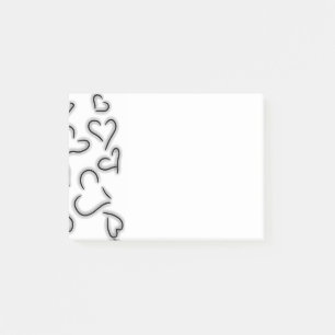 Cute Hearts Black and White Post-it Notes