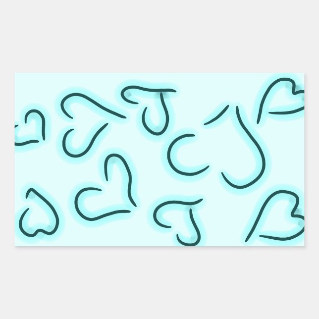 Cute Hearts Blue Sticker (Front)