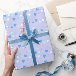 Cute Hearts Blue Wrapping Paper