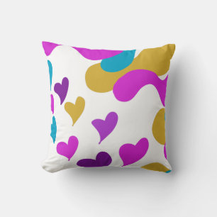 Cute Hearts Camouflage Pink Yellow Throw Pillow