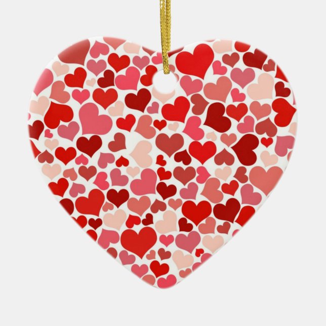 Cute Hearts Ceramic Ornament (Front)