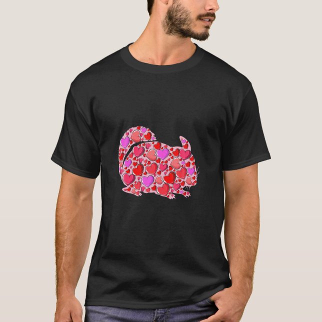 Cute Hearts Chinchilla Funny Animals Lover Valenti T-Shirt (Front)