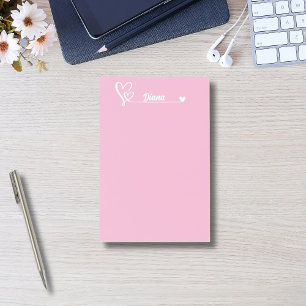 Cute hearts & Custom Name,Simple Personalized Post-it Notes