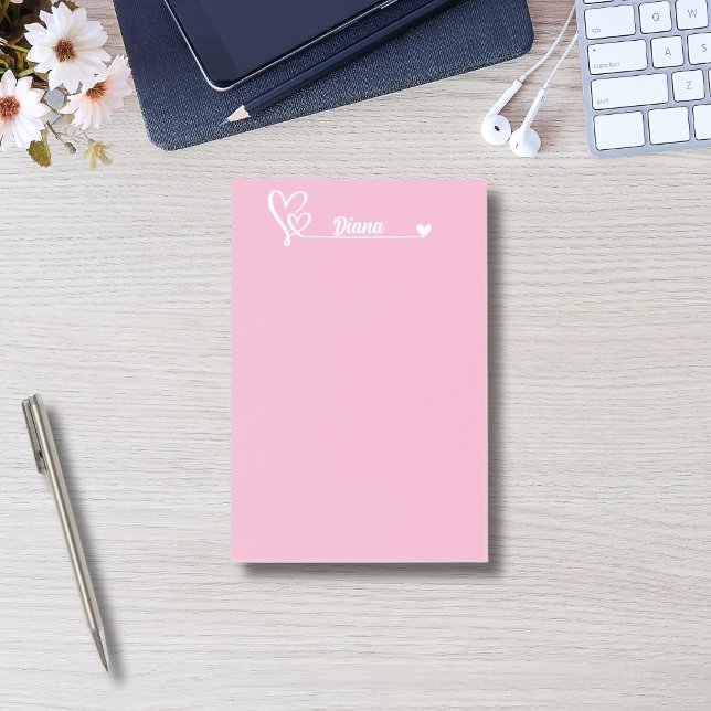 Cute hearts & Custom Name,Simple Personalized Post-it Notes (Creator Uploaded)