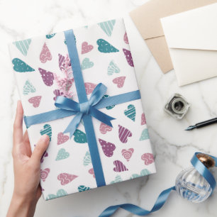 Cute Hearts Doodle Rose Valentine's Day Wrapping Paper