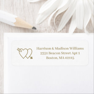 Cute hearts gold white custom Return Address