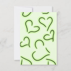 Cute Hearts Green Thank You Card