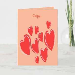 Cute Hearts Hand Drawn Deep Red Romantic Doodle Card