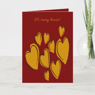 Cute Hearts Hand Drawn Yellow Romantic Doodle Card