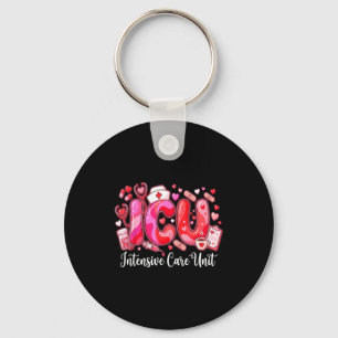Cute Hearts Icu Valentine Nurse Valentines Day Shi Keychain