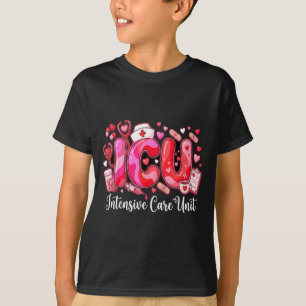 Cute Hearts Icu Valentine Nurse Valentines Day Shi T-Shirt