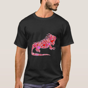 Cute Hearts Iguana Funny Animals Lover Valentines T-Shirt