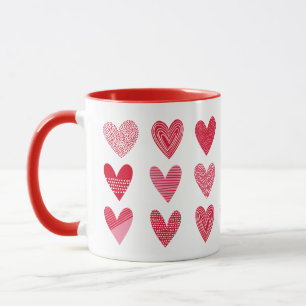 Cute hearts in pink and red tones mug
